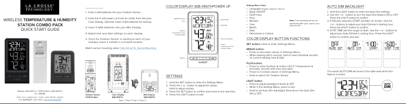 Page n°1 - Guide de démarrage rapide La Crosse Technology M82738