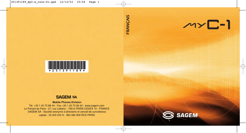 Page n°1 - Manuel utilisateur Sagem myC-1