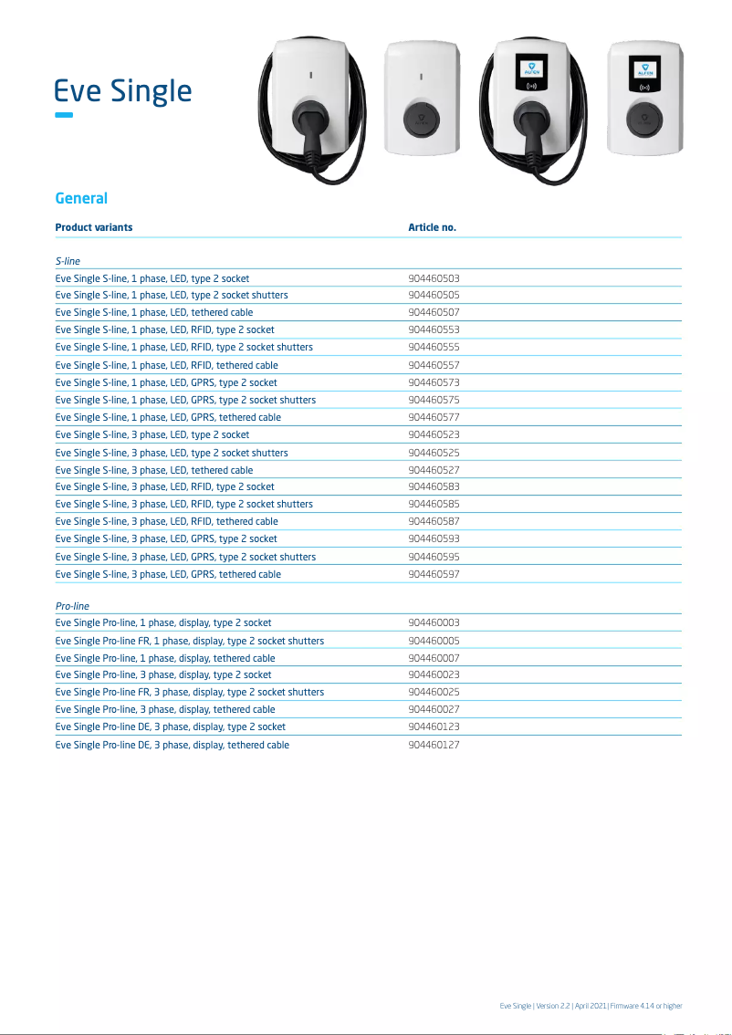 Página 1 del manual Ficha técnica Alfen Single Pro-line 3PH