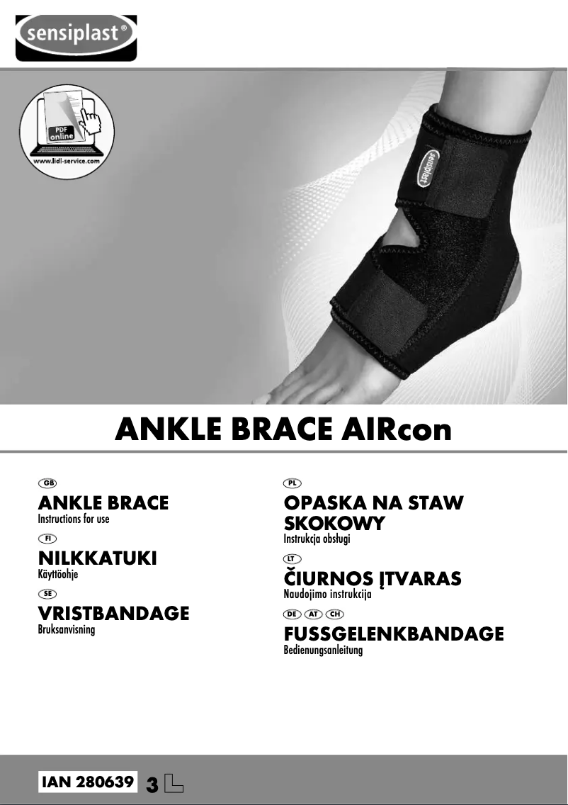 Page 1 de la notice Manuel utilisateur Sensiplast IAN 280639