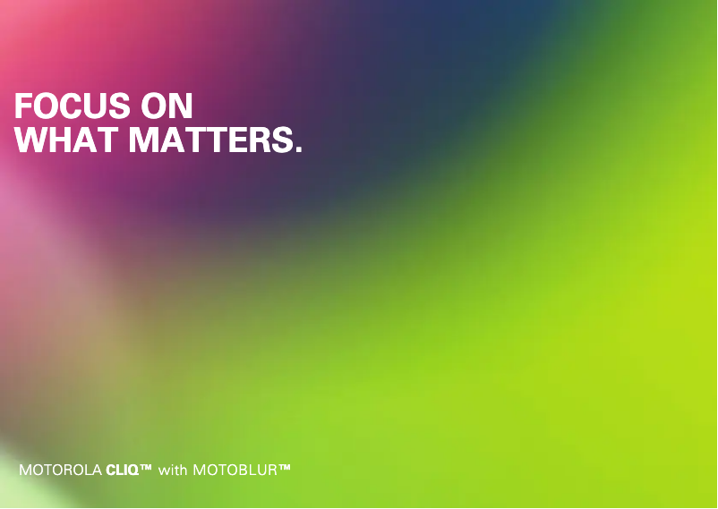 Page 1 de la notice Manuel utilisateur Motorola Cliq XT