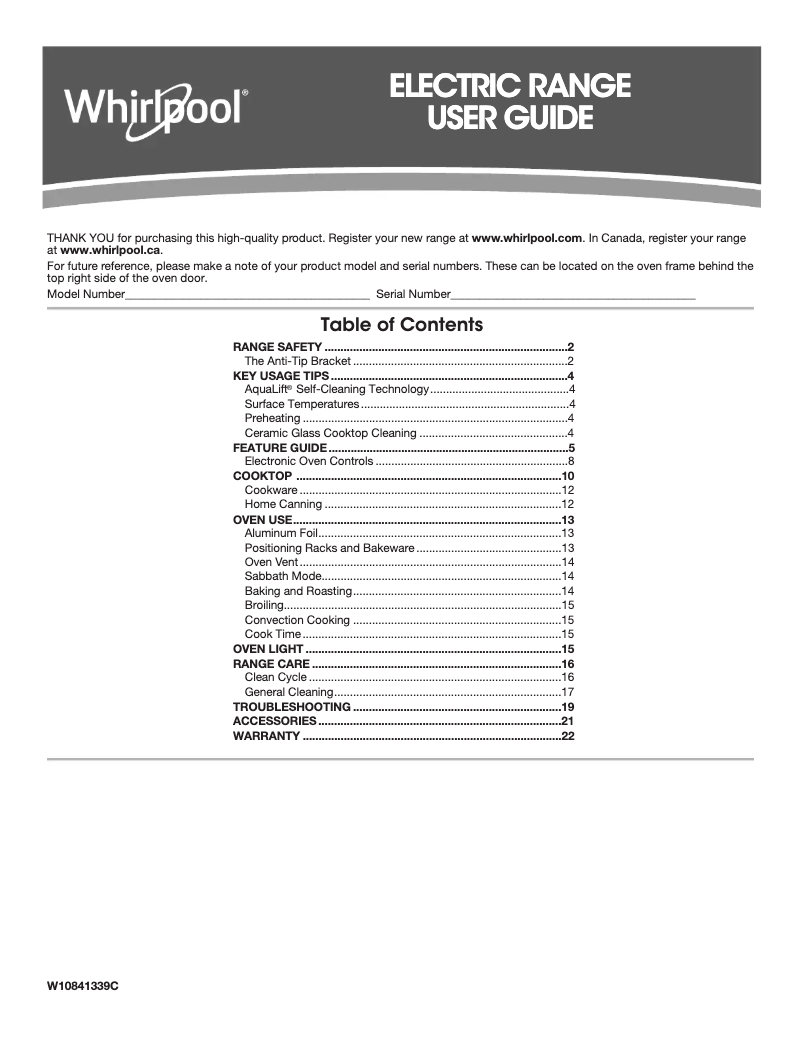 Page 1 de la notice Manuel utilisateur Whirlpool YWEE745H0FS
