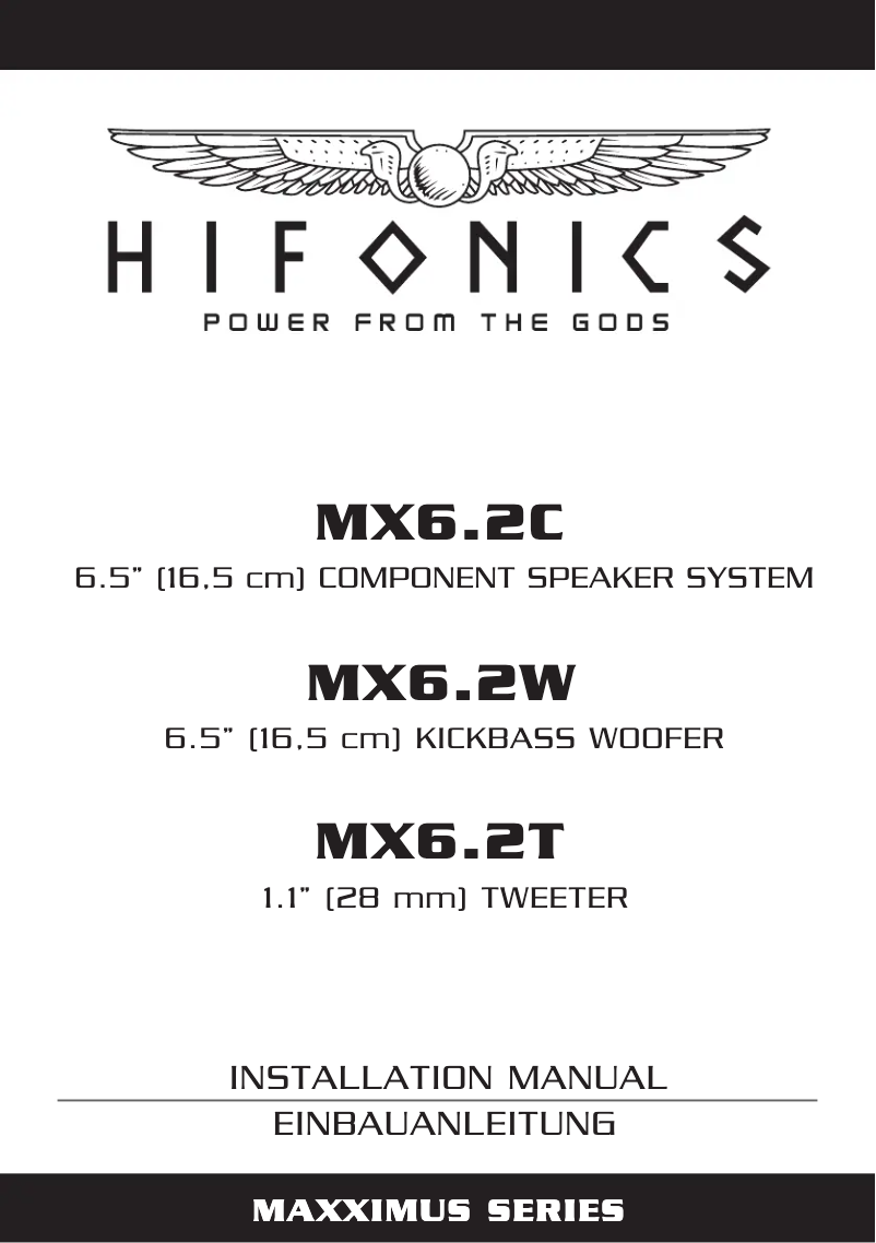 Page 1 de la notice Manuel utilisateur Hifonics Maxximus MX6.2C
