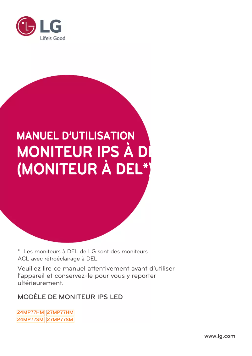 Page n°1 - Manuel utilisateur LG 27MP77HM-P