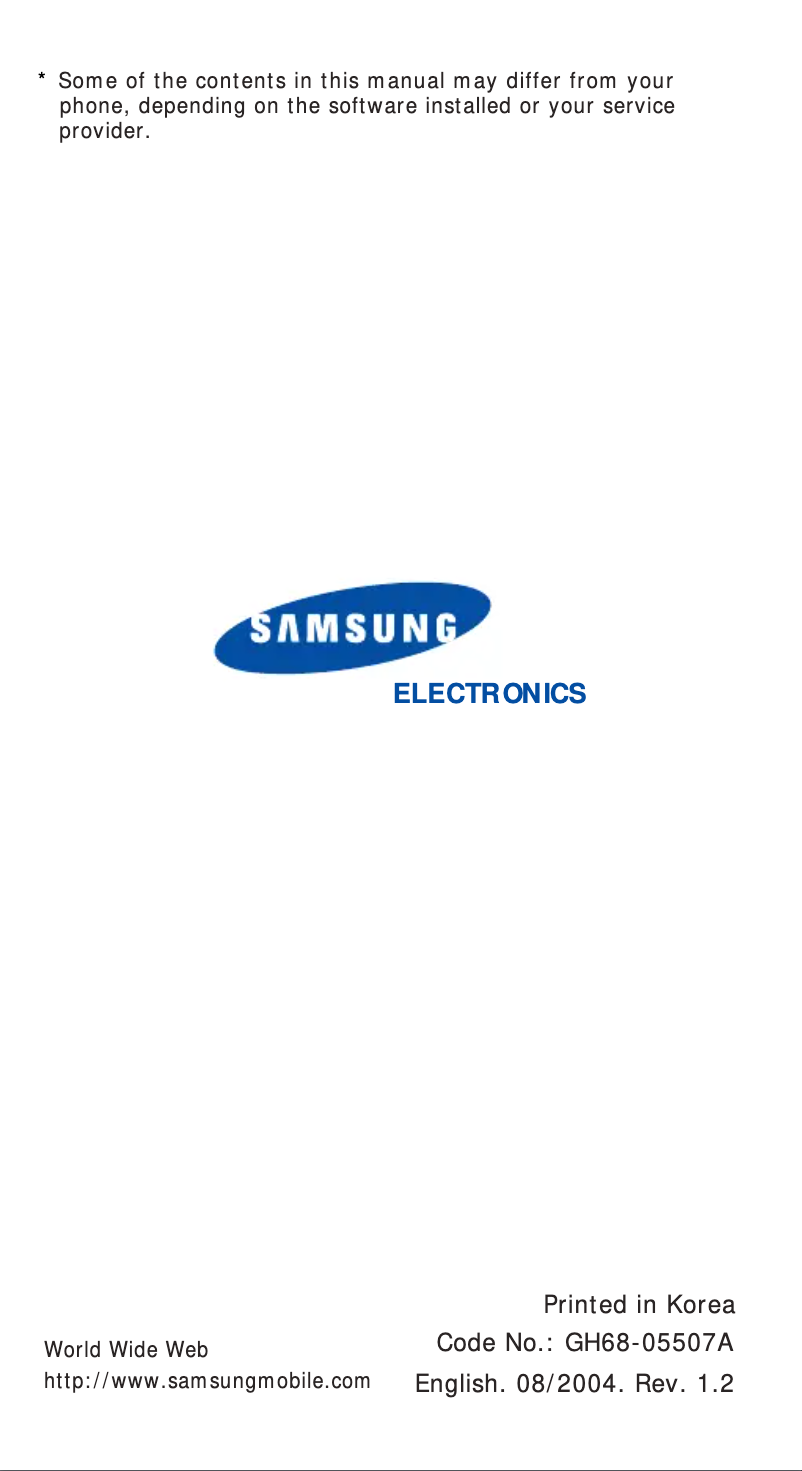 Page n°1 - Manuel utilisateur Samsung SGH-X460