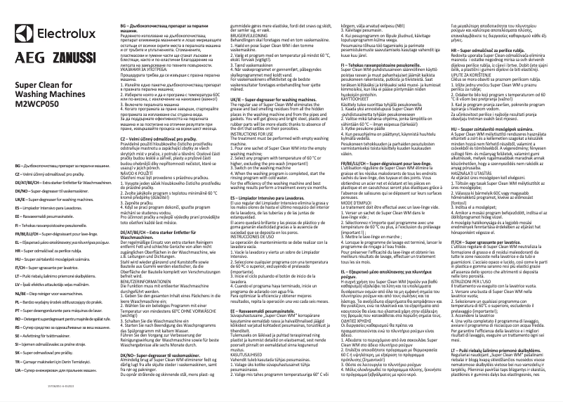 Page 1 de la notice Manuel utilisateur Electrolux M2WCP050