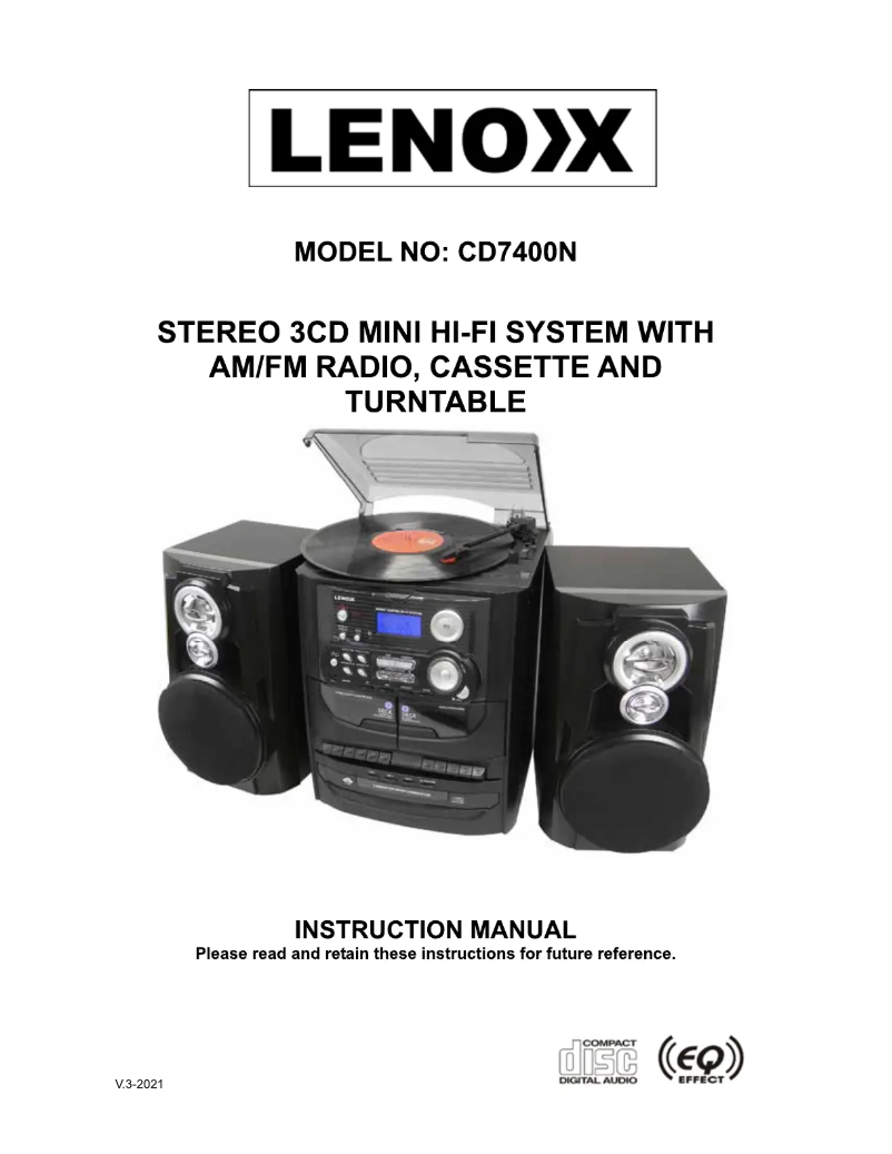 Page n°1 - Manuel utilisateur Lenoxx CD7400N