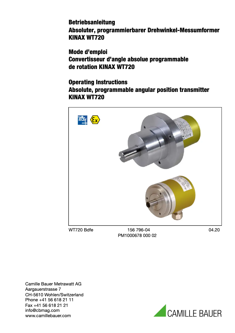 Image de la première page du manuel de l'appareil KINAX WT720