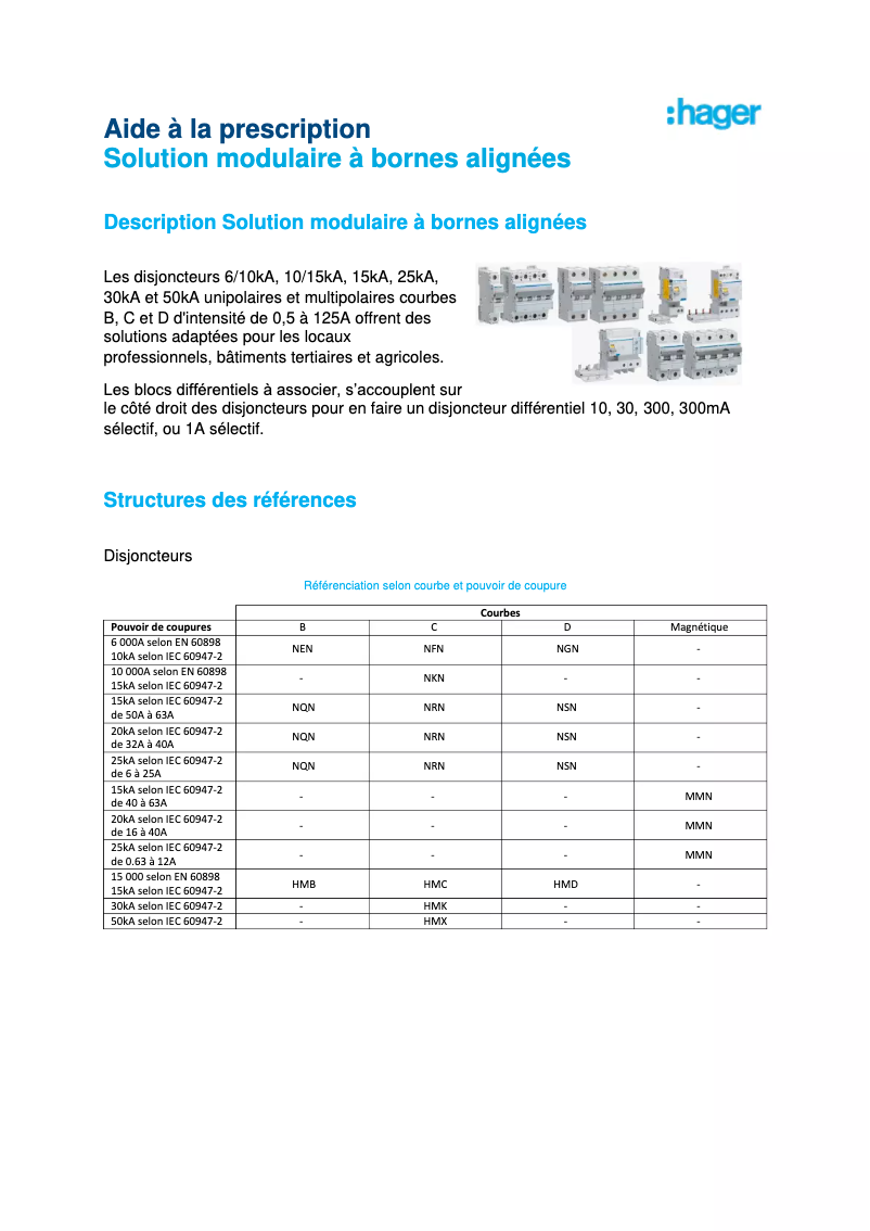 Page 1 de la notice Brochure Hager BD264