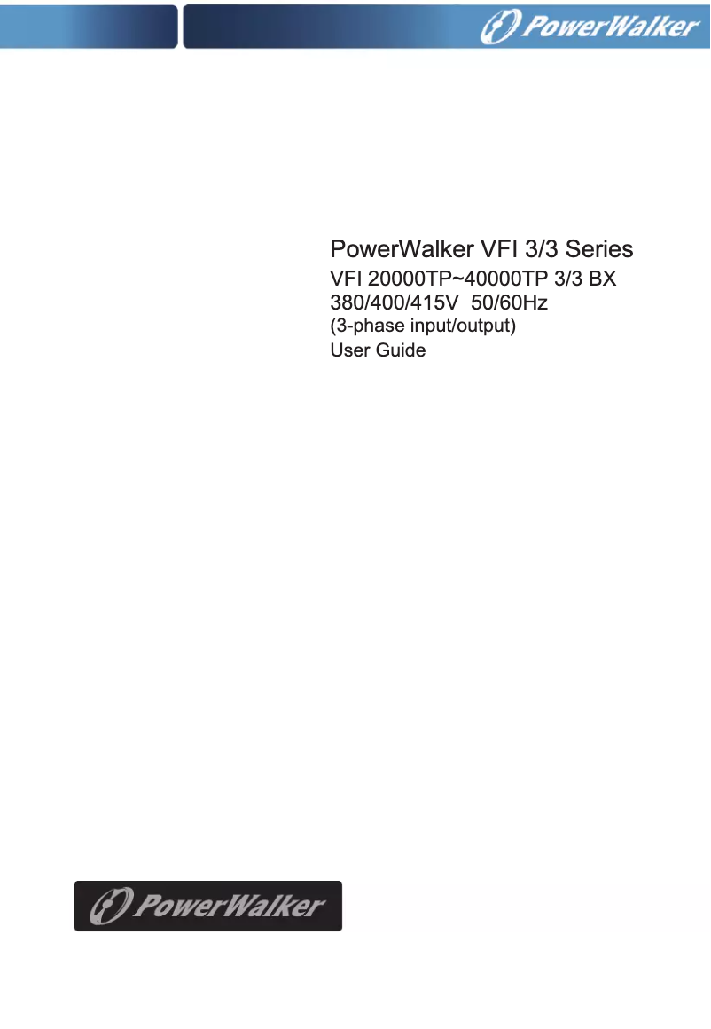 Page 1 de la notice Manuel utilisateur BlueWalker PowerWalker VFI 40000TP 3/3 BX