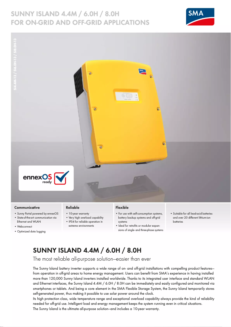 Page 1 de la notice Fiche technique SMA Sunny Island 6.0H-13