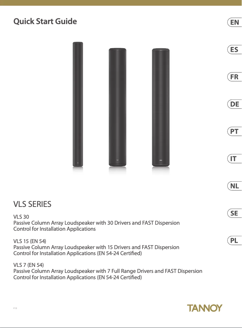 Page n°1 - Guide de démarrage rapide Tannoy VLS 15