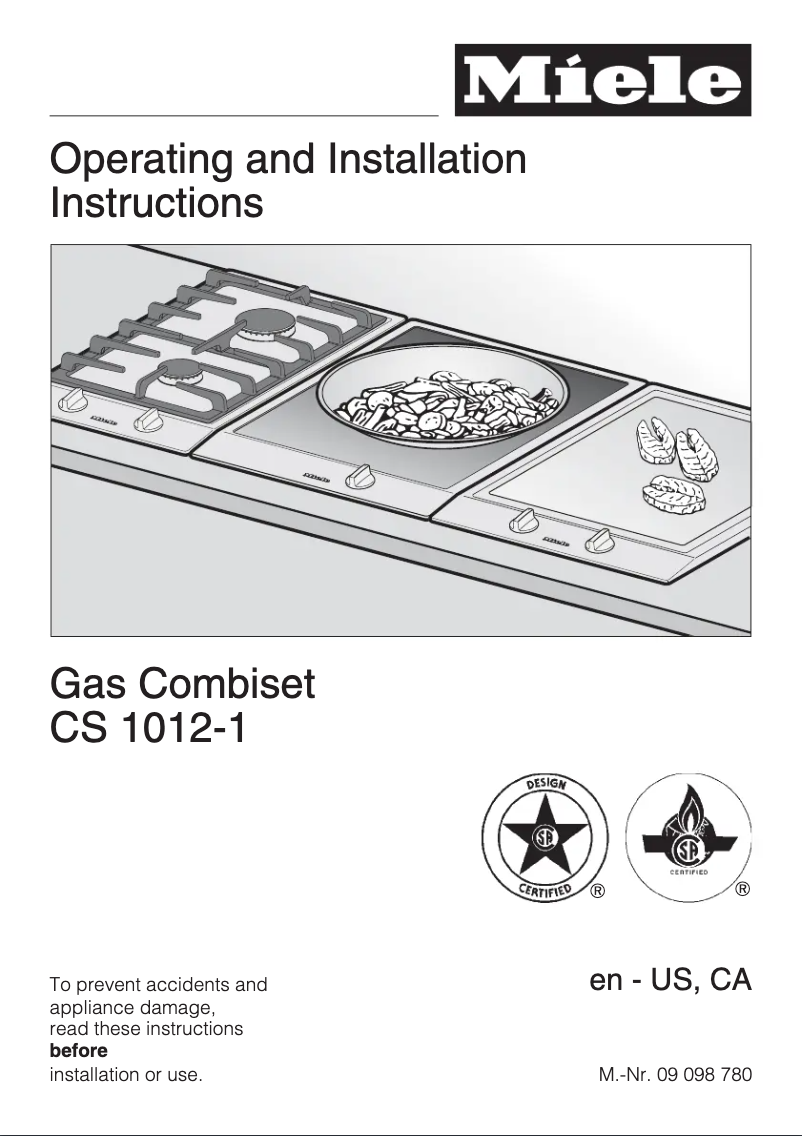 Page n°1 - Guide d'installation Miele CS 1012-1 G