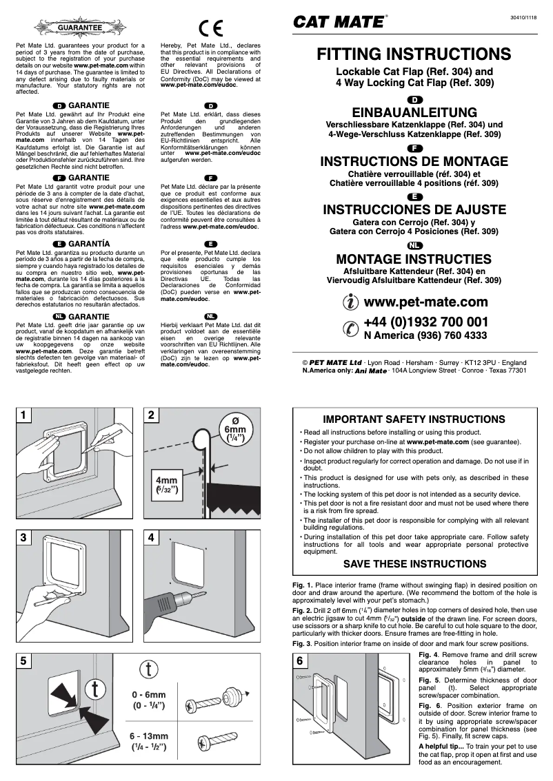 Image de la première page du manuel de l'appareil Cat Mate 304