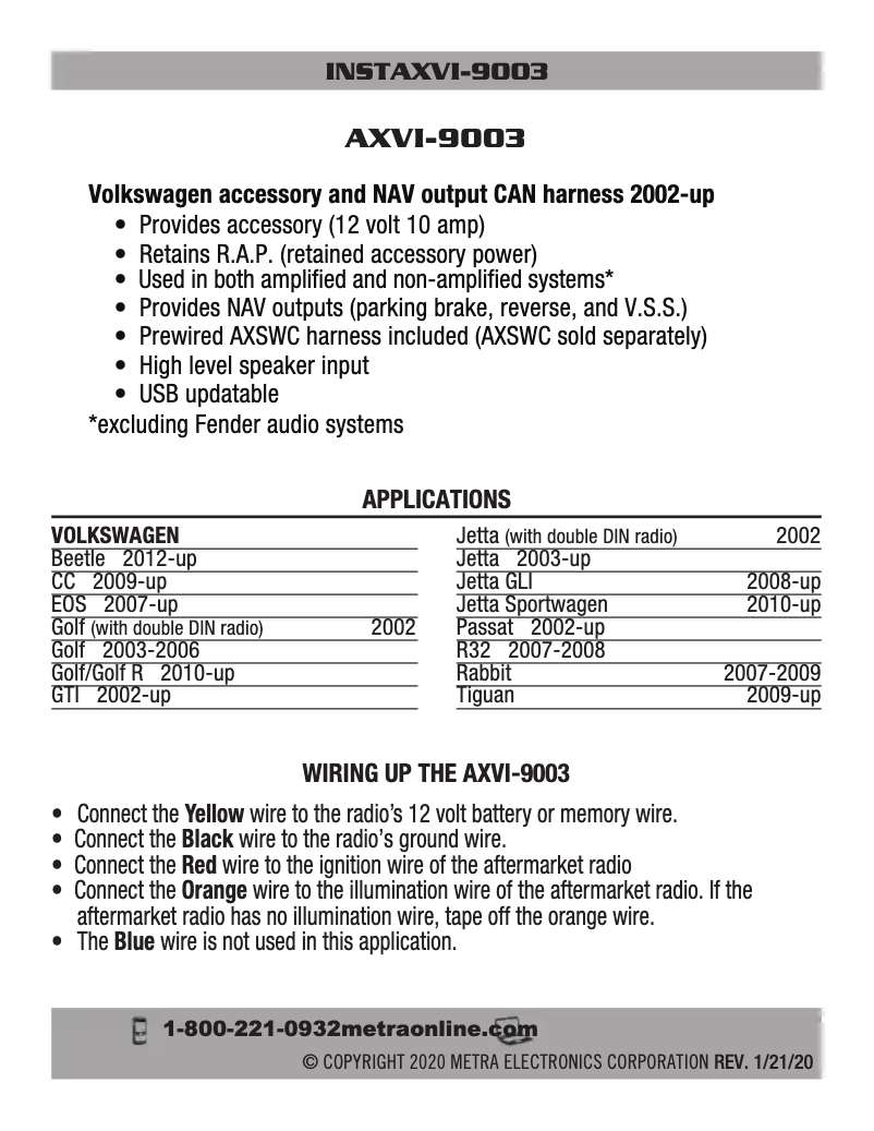 Page 1 de la notice Manuel utilisateur AXESS AXVI-9003