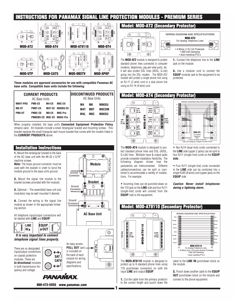 Page 1 de la notice Manuel utilisateur Panamax MOD-SPKP