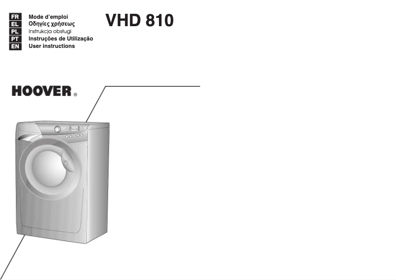 Page 1 de la notice Manuel utilisateur Hoover VHD 810-04S