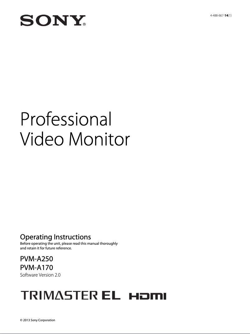 Página 1 del manual Manual de usuario Sony PVM-A250