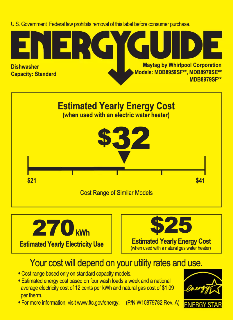 Page n°1 - Label énergétique Maytag MDB8959SF