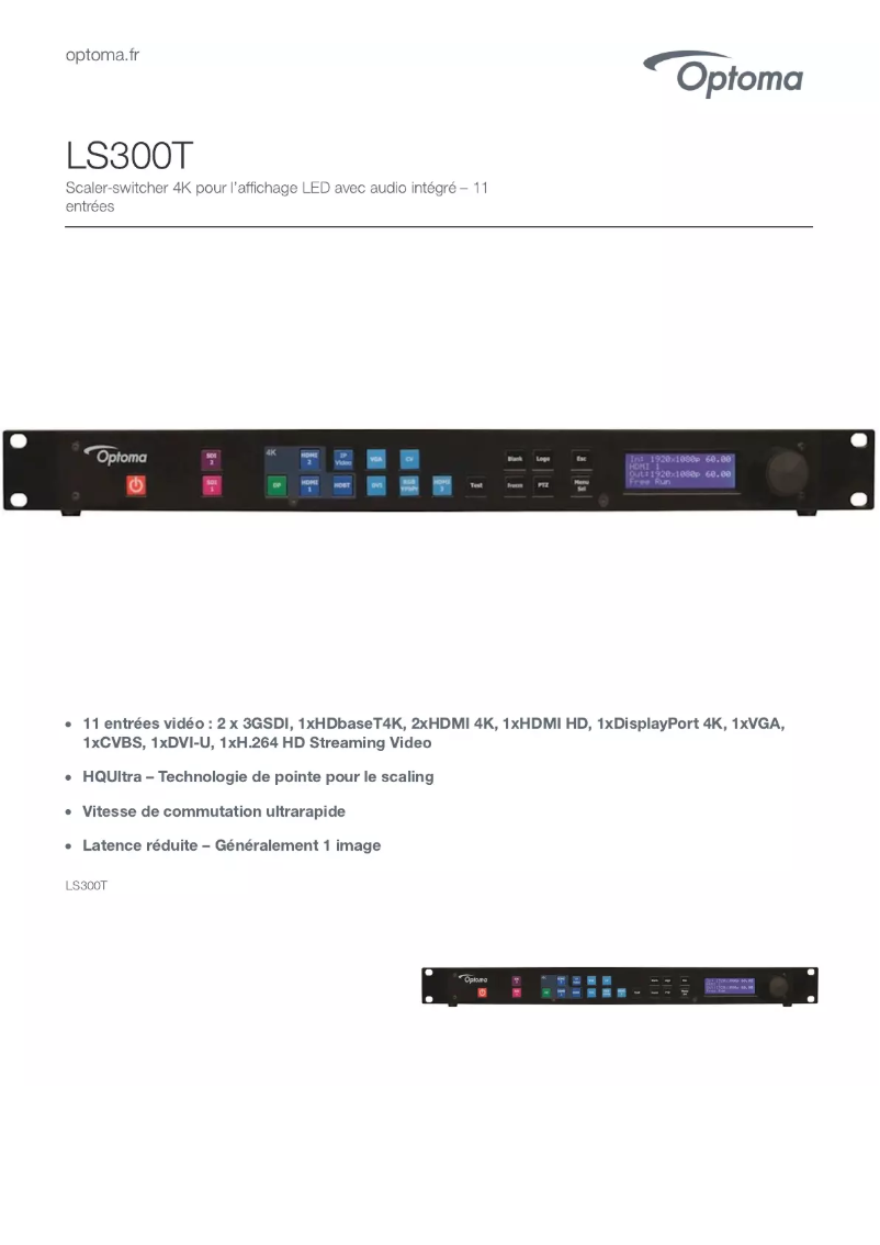 Page 1 de la notice Fiche technique Optoma LS300T