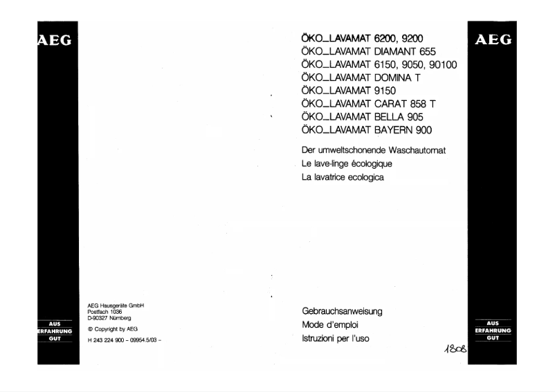 Página 1 del manual Manual de usuario AEG OKO Lavamat Bayern 900