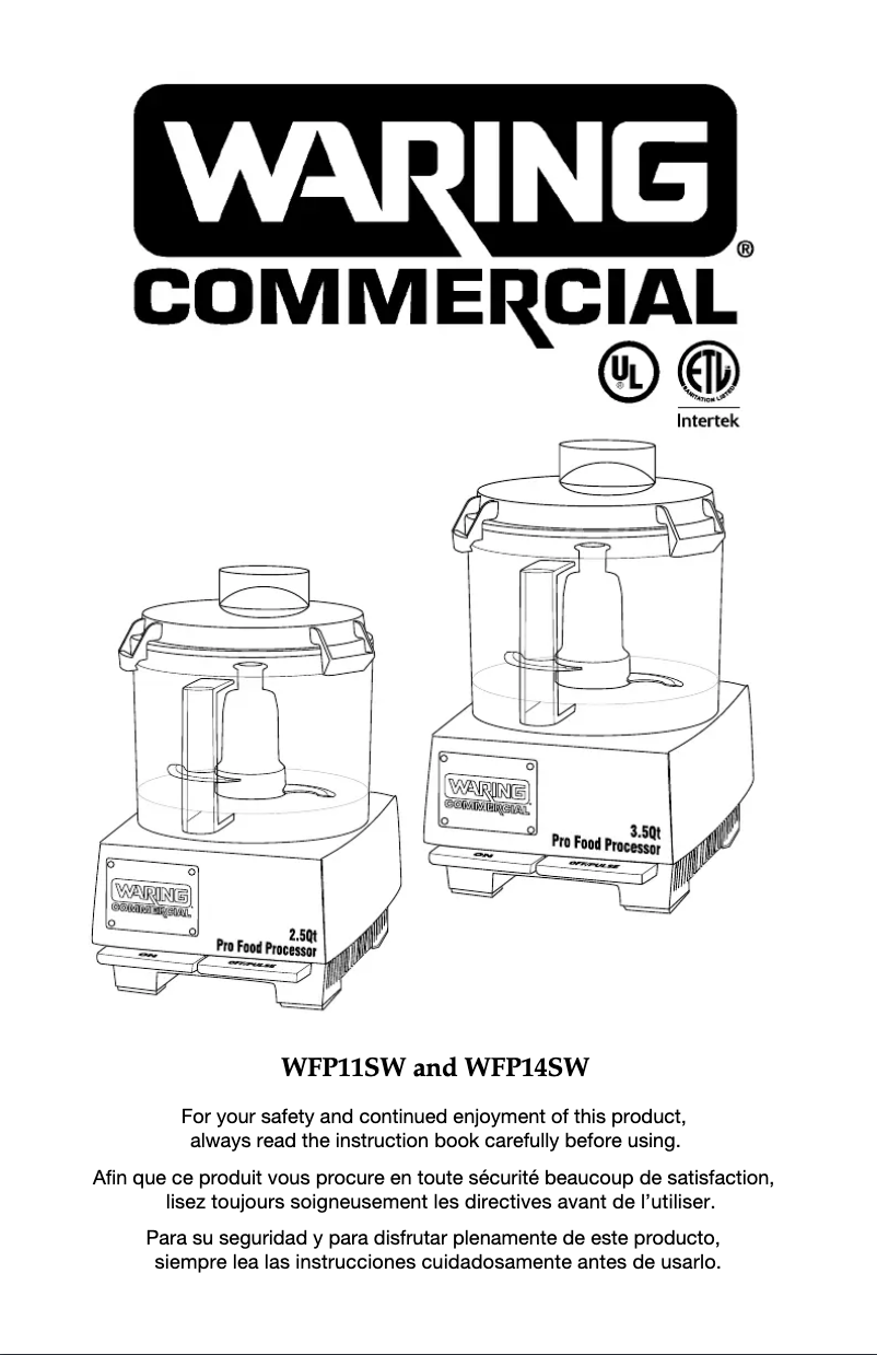 Page n°1 - Instructions / montage Waring Commercial WFP14SW