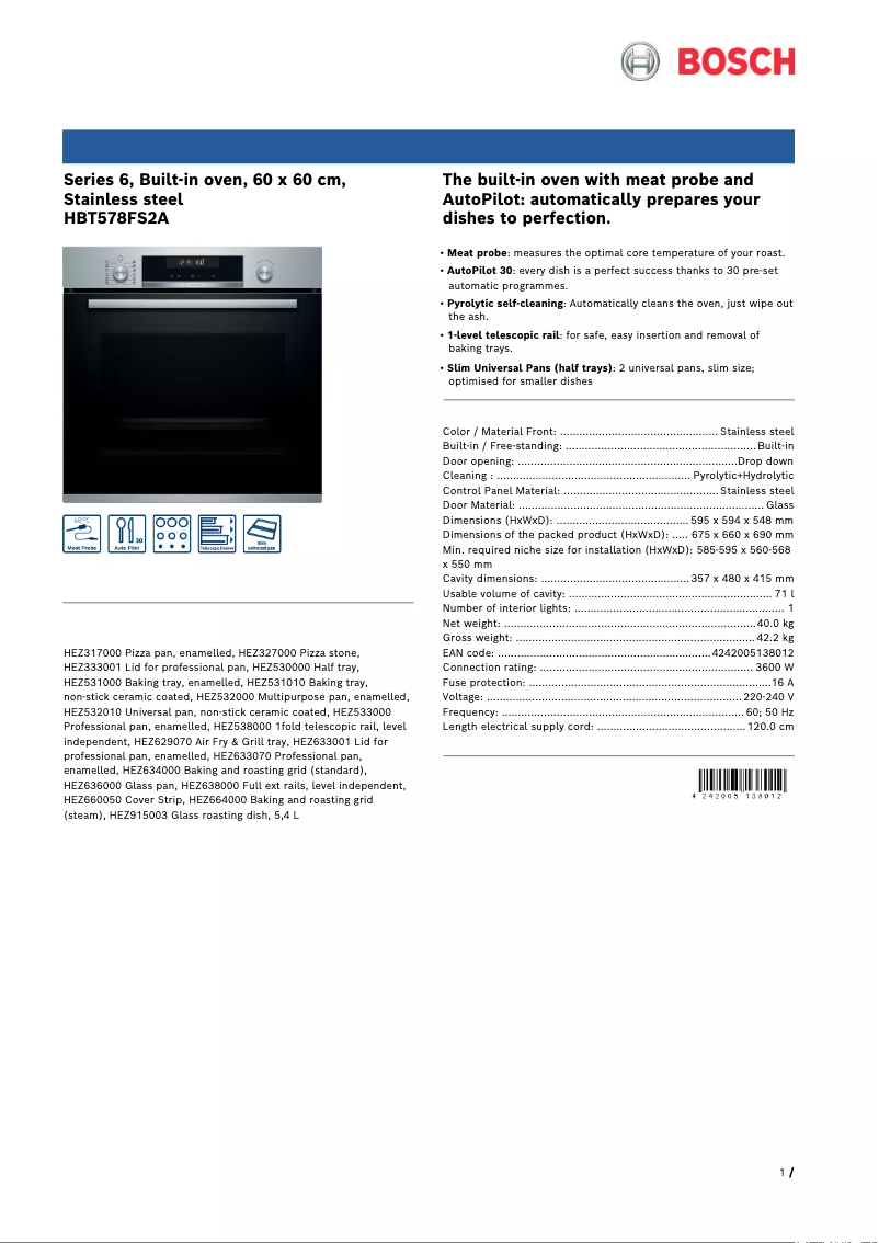 Image de la première page du manuel de l'appareil HBT578FS2A