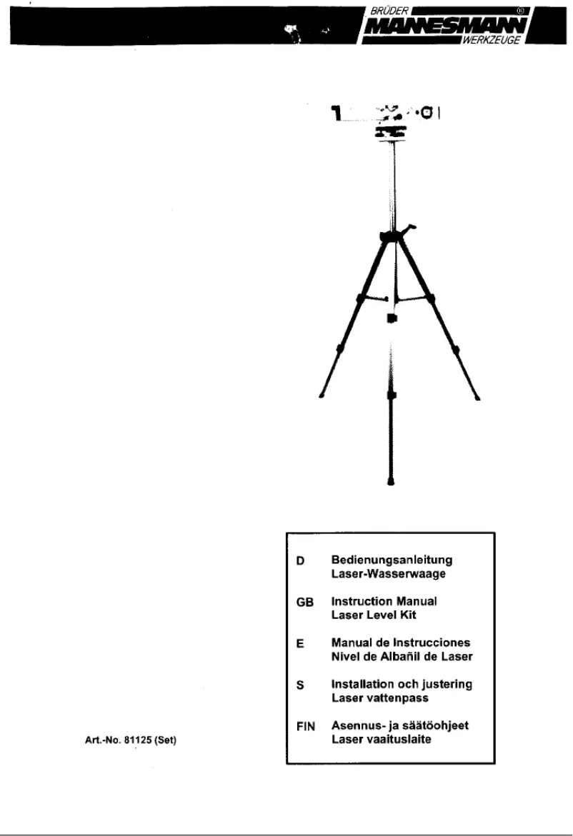 Page 1 de la notice Manuel utilisateur Brüder Mannesmann M81125