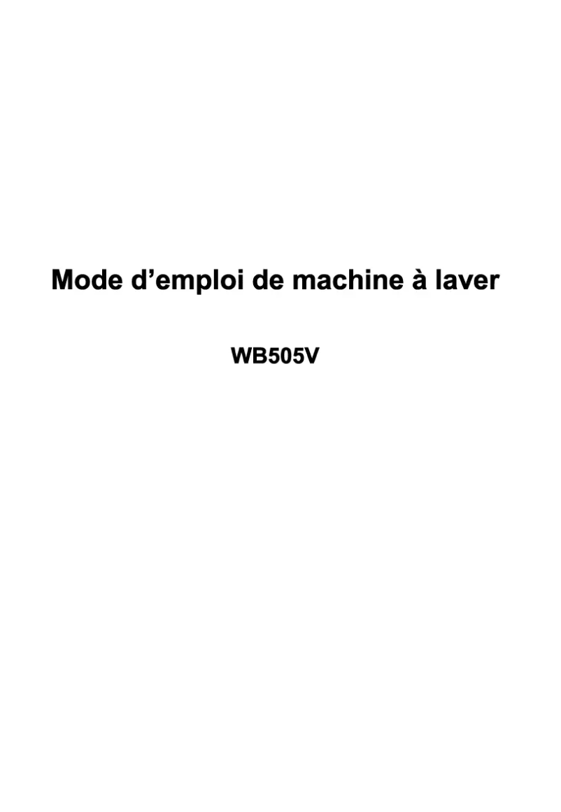 Page n°1 - Manuel utilisateur Welco WB505V