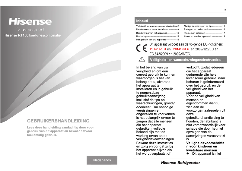 Page 1 de la notice Manuel utilisateur Hisense RT156D4AW1