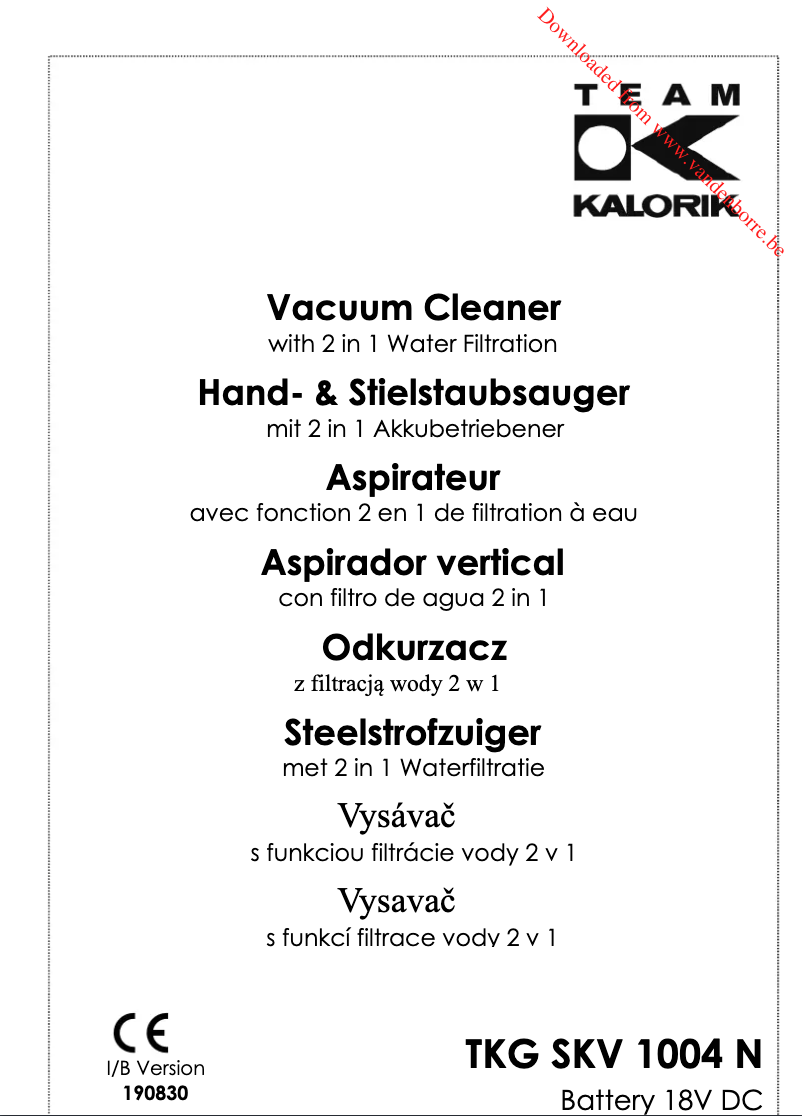 Imagen de la primera página del manual del dispositivo TKG SKV 1004