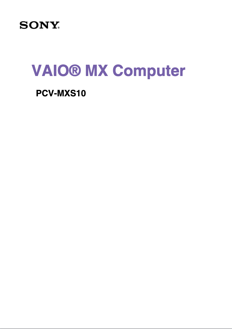Image de la première page du manuel de l'appareil Vaio PCV-MXS10