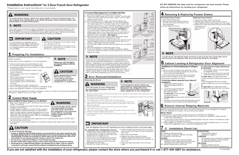 Page n°1 - Guide d'installation Frigidaire FRFC2323AS