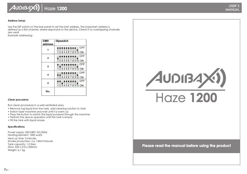 Page 1 de la notice Manuel utilisateur Audibax Haze 1200