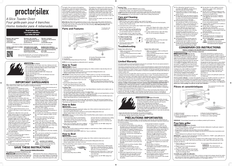 Page 1 de la notice Manuel utilisateur Proctor Silex 31260