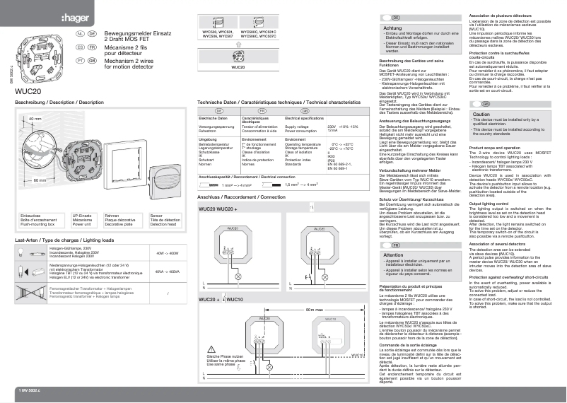 Page n°1 - Manuel utilisateur Hager WUC21