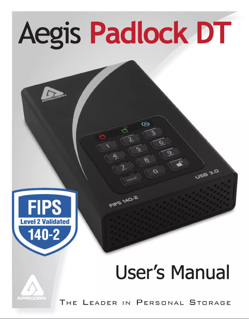 Image de la première page du manuel de l'appareil Aegis Padlock DT FIPS