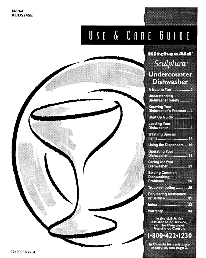 Page 1 de la notice Manuel utilisateur KitchenAid Sculptura KUDS24SEBS4