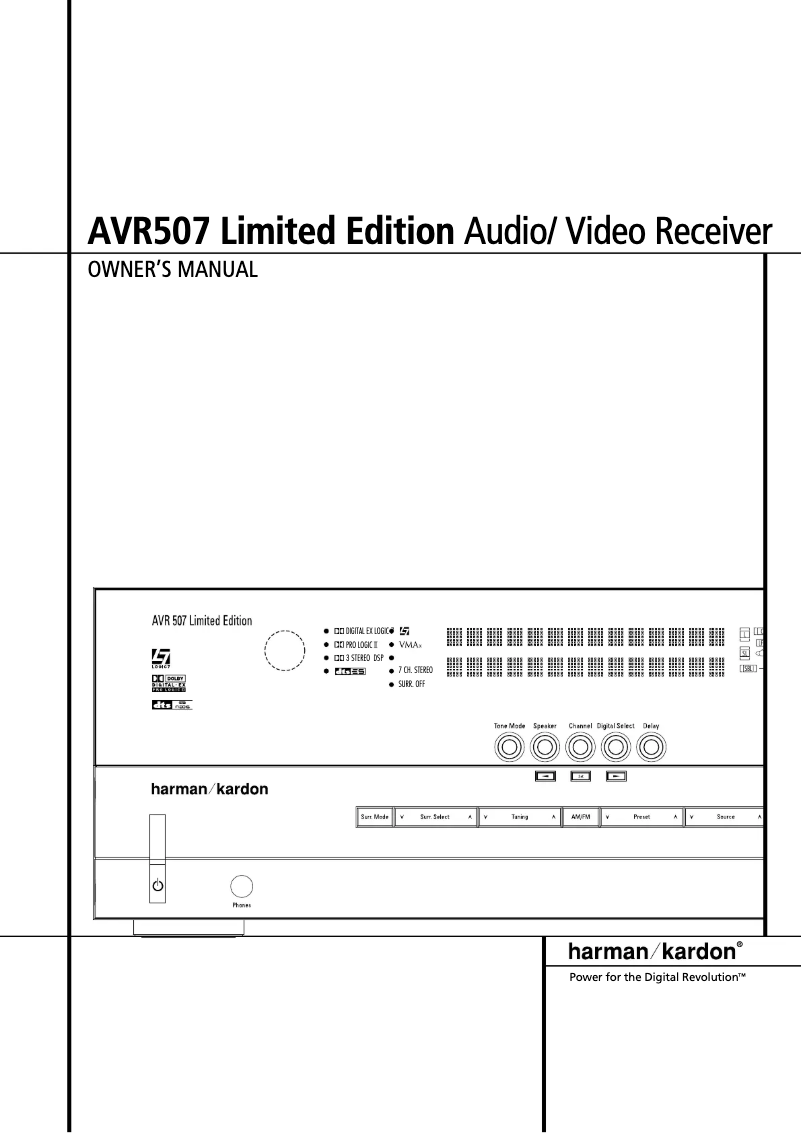 Page 1 de la notice Manuel utilisateur Harman Kardon AVR 507