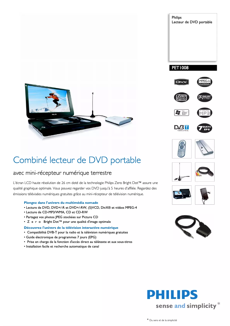 Page 1 of the manual Technical Sheet Philips PET1008