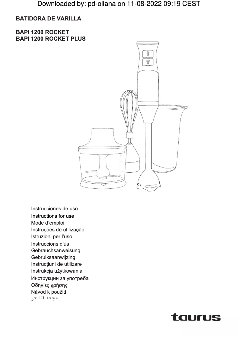 Page 1 de la notice Manuel utilisateur Taurus Bapi 1200 Rocket