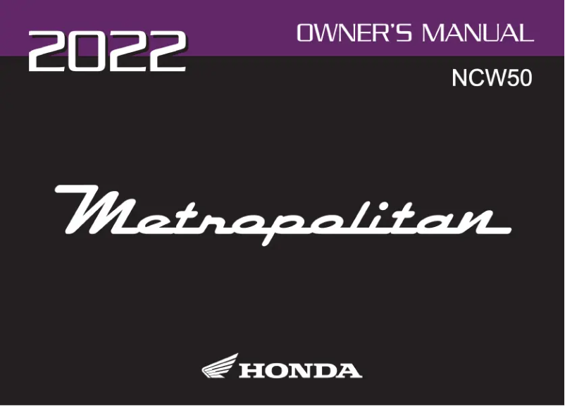 Page 1 de la notice Manuel utilisateur Honda Metropolitan NCW50 (2022)