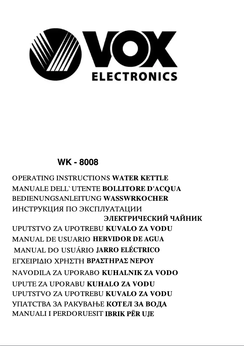 Page 1 de la notice Manuel utilisateur VOX WK8008