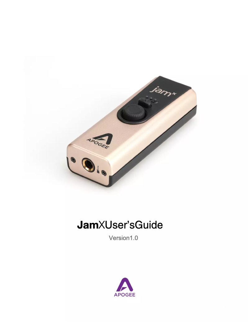 Page n°1 - Manuel utilisateur Apogee JAM X