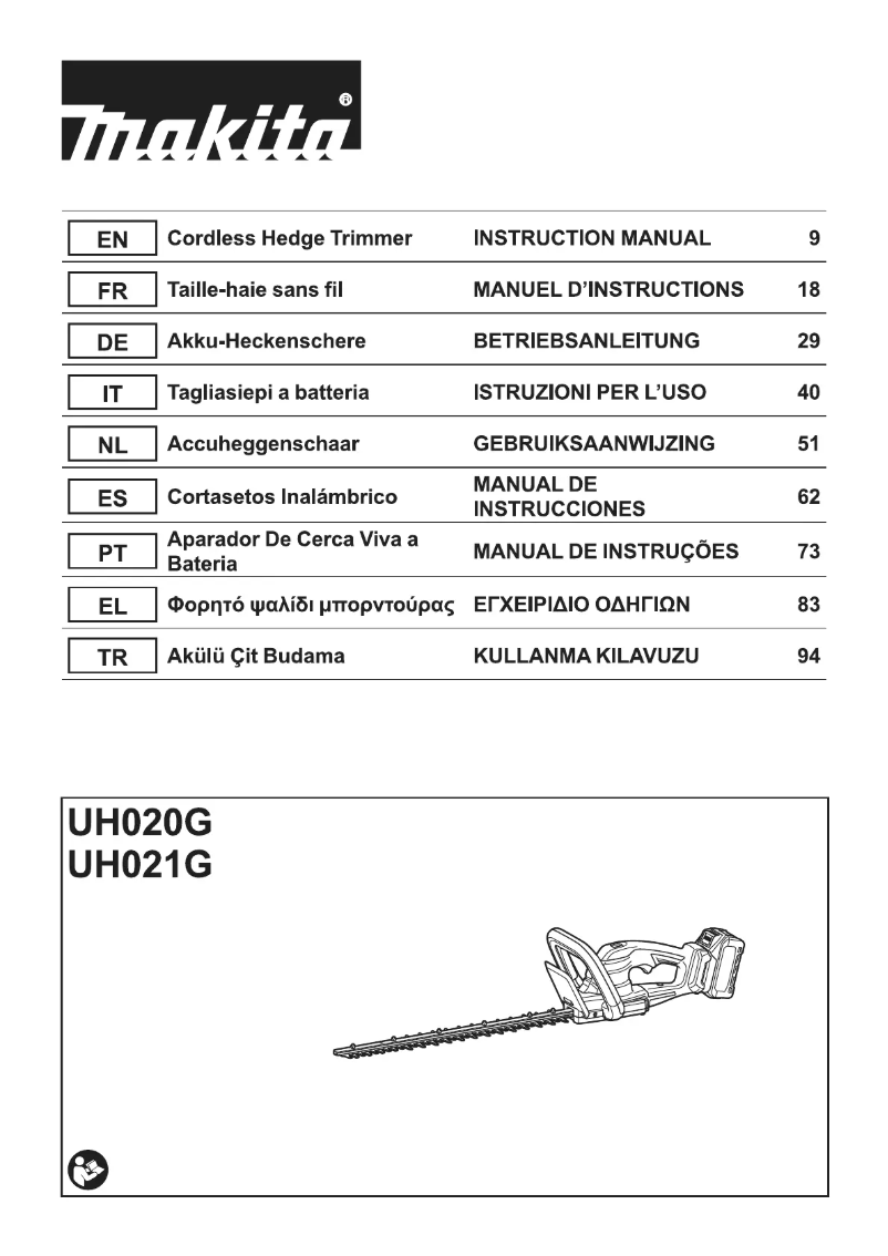 Page 1 de la notice Manuel utilisateur Makita UH020G