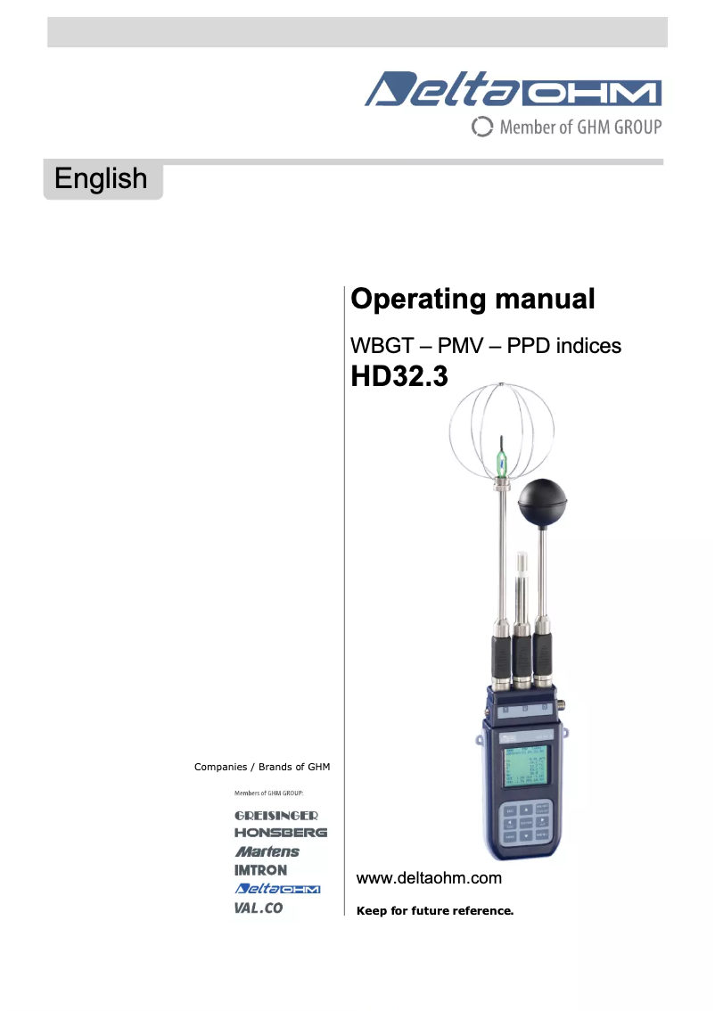 Página 1 del manual Manual de usuario Delta Ohm HD32.3