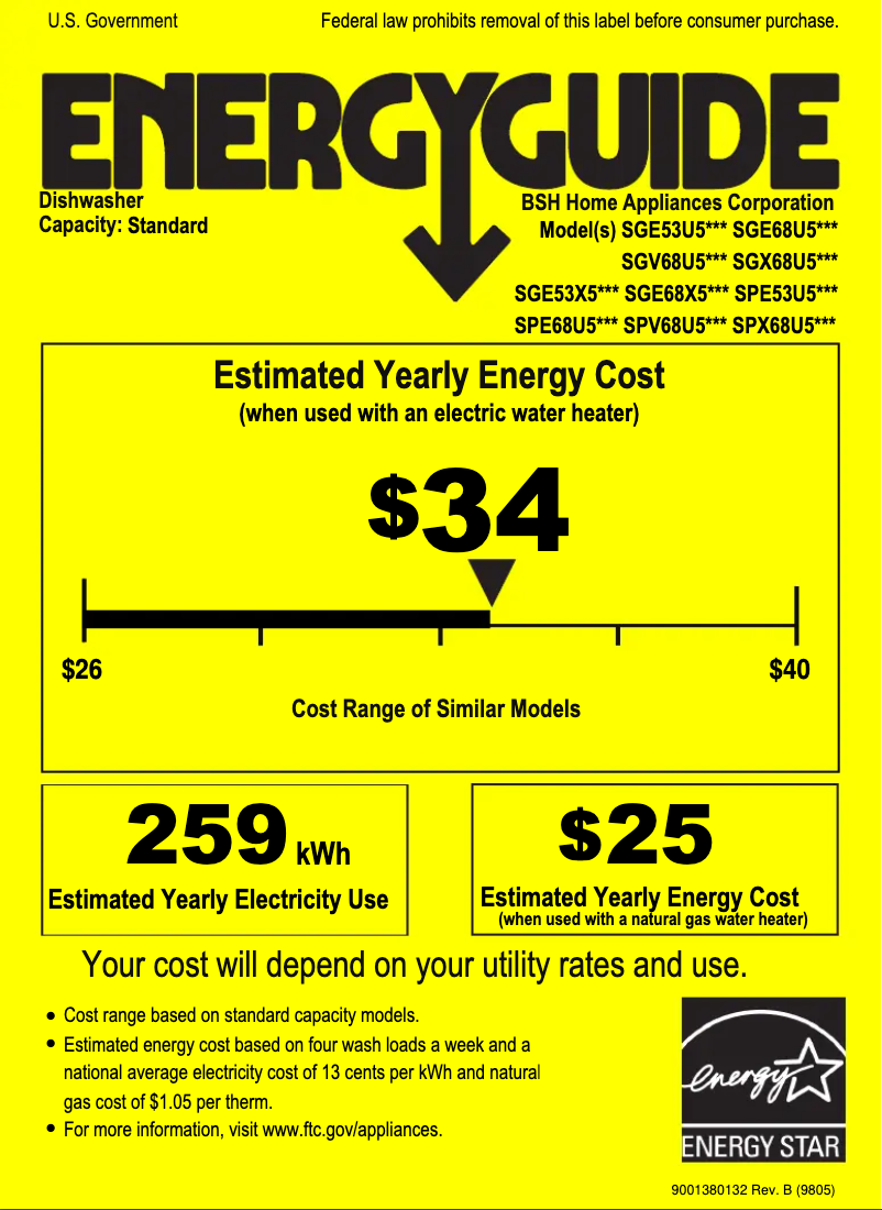 Page 1 of the manual Energy Label Bosch SGE68X55UC