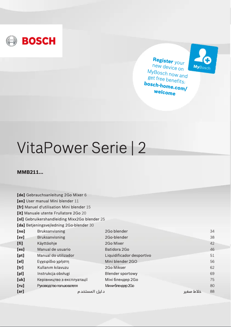 Page n°1 - Manuel utilisateur Bosch VitaPower MMB2111T