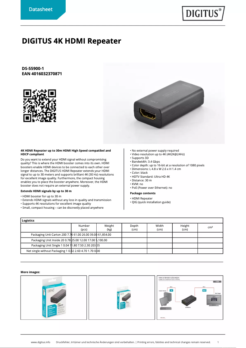 Page n°1 - Fiche technique Digitus DS-55900-1