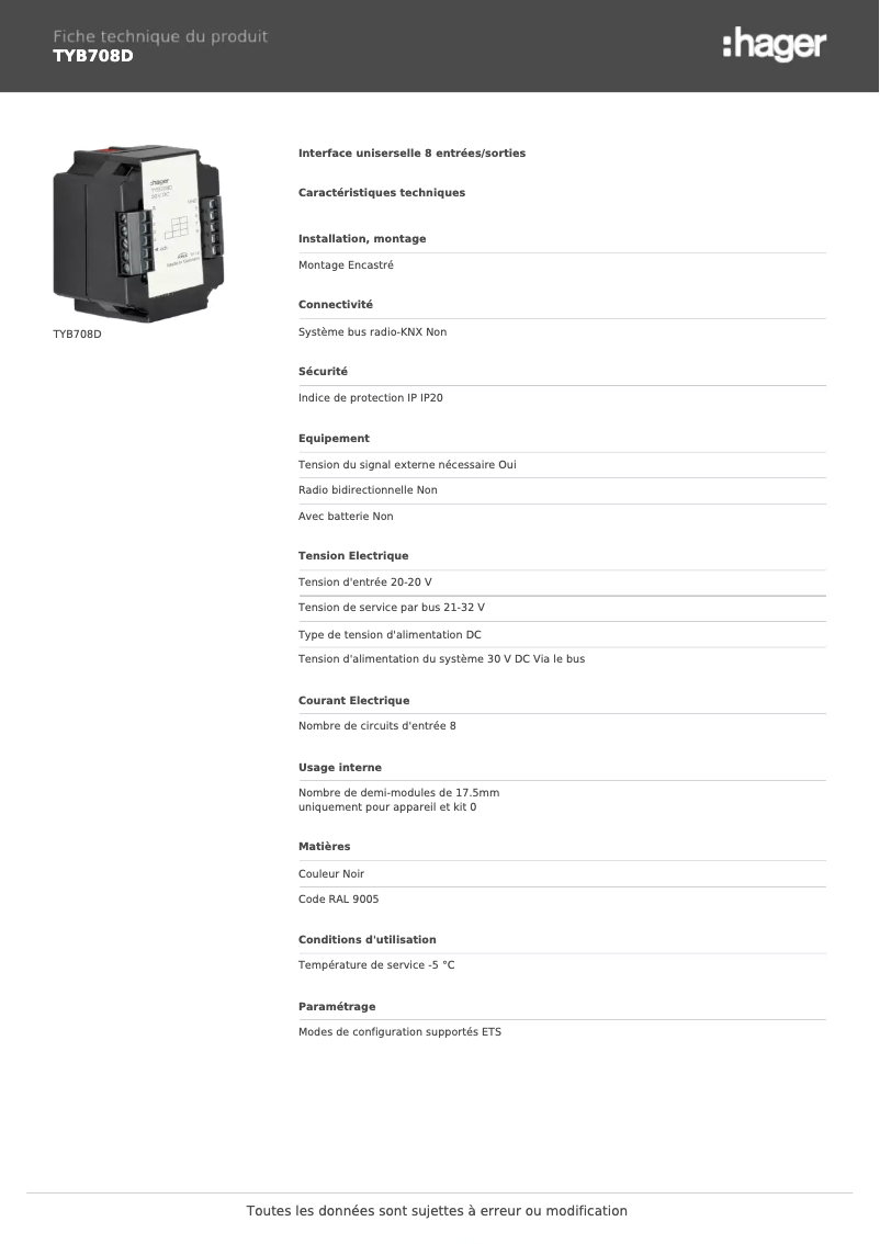 Image de la première page du manuel de l'appareil TYB708D